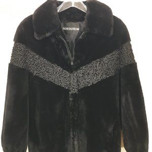 Sheared BEAVER fur jacket black Women's Medium Persian lamb Nordstrom coat 465